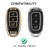 keycare TPU key cover for i20, Kona, Verna 3 button flip key | TP43 | Gold Black